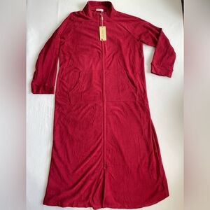 Ekouaer Red  Flannel Full zip Women's Robe Size Medium